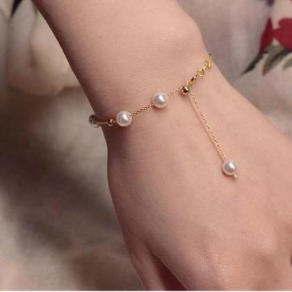 8 Mm Natural Freshwater Pearl Bracelet Genuine..