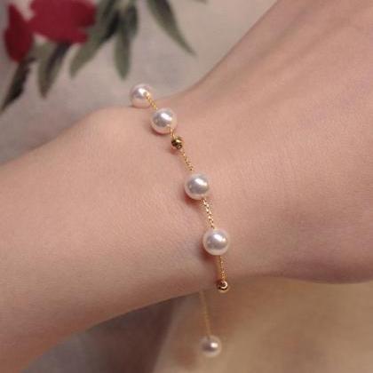 8 Mm Natural Freshwater Pearl Bracelet Genuine..